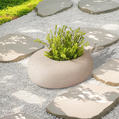 Stone - Mimicking Indoor/Outdoor Concrete Planter - Concrete Composite | Durable for Lawns & Commercial Decor (Beige, Small)