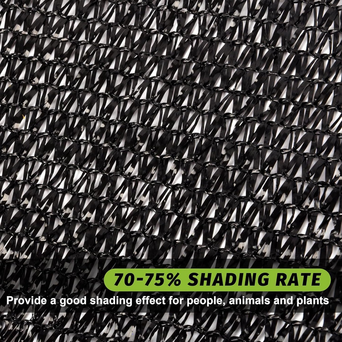Garden expert 75% Black Shade Cloth 8x12FT Taped Edge with Grommets Sun Net Mesh for Garden Patio Backyard UV-Resistant