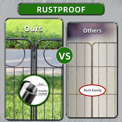 Decorative Black Garden Fencing 24in(H) X16ft(L) 8 Panels Metal Wire Edging Patio Landscape Flower Border Garden Fence for Dogs Animal Barrier for Outdoor