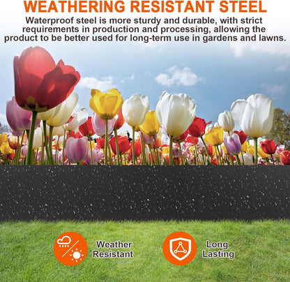 5 Pack Steel Landscape Edging,Metal Landscape Edging 40 Inch Strips, Metal Garden Edging 8 inch Depth, Steel Edging for Landscaping