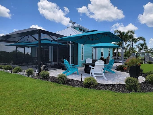 PURPLE LEAF Patio Umbrella 9ft Outdoor Square Umbrella Large Cantilever Umbrella Windproof Offset Heavy Duty Sun for Garden Deck Pool Patio, Turquoise Blue