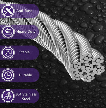 1/8" Wire Rope | 165FT Stainless Steel Cable with Cable Cutter | 7x7 Strand Core for Railing, Hanging, Garden Wire