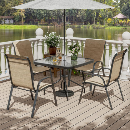UDPATIO Patio Chairs Set of 4, Stackable Outdoor Dining Chairs with High Back, Breathable Textilene Fabric Outdoor Chair All Weather, 350LBS Capacity for Garden, Backyard (Brown)