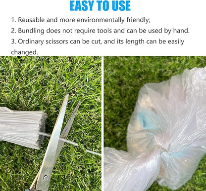 Plastic Clear 4" Twist Ties, Reusable Cable Ties,Long Garbage Bag Twist Ties, Trash Bag Coated Ties, Twisty Ties for Organizing, Plant Hollding, Office, Christmas Tree (500 Pcs/4 inch/10cm)