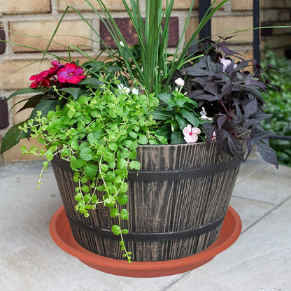 2 Pack of 22 inch Extra Large Plant Saucer, Extra-Deep 3.4" Plant Tray, Bird Bath Bowls for Garden, Plastic Pot Trays for Indoors Outdoors, Water Catcher for Gallon Grow Bags 19-22" (22", Terracotta)