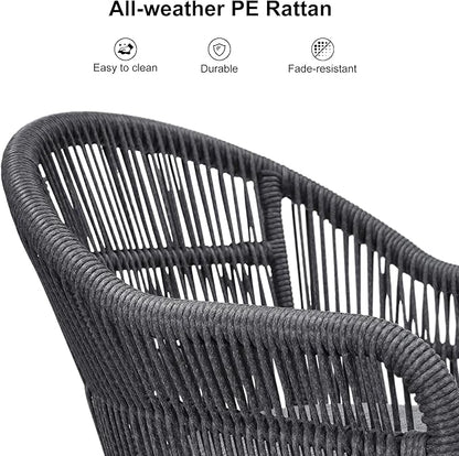 PURPLE LEAF 9 Piece Longer Patio Dining Set with Outdoor Aluminium Dining Table and Woven Chairs Modern Metal Furniture Cushions Sets for Garden Yard Indoor Decor Kitchen Gray