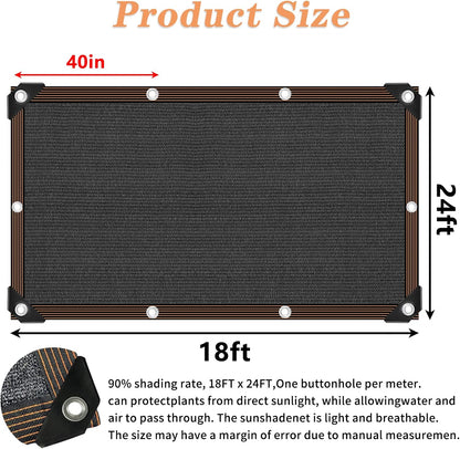 QLOFEI 18 x 24 FT Shade Cloth for Garden, 80% Sunblock Shade Neting Cover with Grommets, Sun Screens for Patio Plants Greenhouse, Mesh Tarp for Kennel Chicken Coop Pergola Outdoor