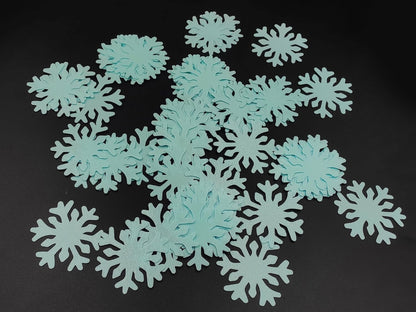 50pcs Edible Blue Snowflakes for Cake Decorating Cupcake Toppers for Christmas Winter frozen Theme Birthday Party Decorations