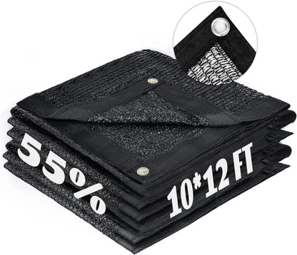LOVE STORY 10x12FT 55% Black Shade Cloth Sun Shade Net with Grommets Sunblock Net Mesh Tarp for Garden,Plants Cover,Greenhouse and Patio