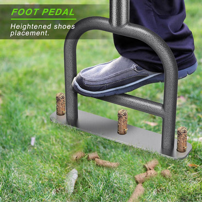 Dolibest Lawn Coring Aerator, Manual Lawn Aerator, 3 Stainless Steel Corer Plug Aerator with Soft Rubber Grip, Pre-Assembled Manual Grass Aerating Tool & Cleaning Hand Tool for Improving Lawn Health