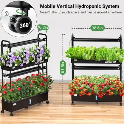 Growell Hydroponics Growing System Kit, 60 Pods Vertical Indoor Garden with LED Grow Light, Auto Circulating Water System & WiFi Smart Plug, Indoor Gardening System for Vegetable Fruit Herb