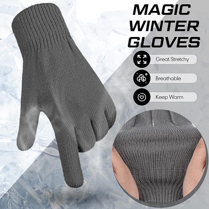 SATINIOR Magic Winter Gloves Unisex Gloves Knit Stretchy Mitten Full Fingers Warm Mitten for Men Women Sports