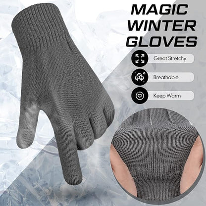 SATINIOR Magic Winter Gloves Unisex Gloves Knit Stretchy Mitten Full Fingers Warm Mitten for Men Women Sports