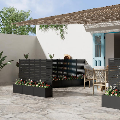 Casaphoria Metal Raised Garden Bed, 47"x24"x12" Planter Box for Climbing Plants, Vegetables & Vines, Features Drainage Holes and Privacy Screen (Black-Louvered)