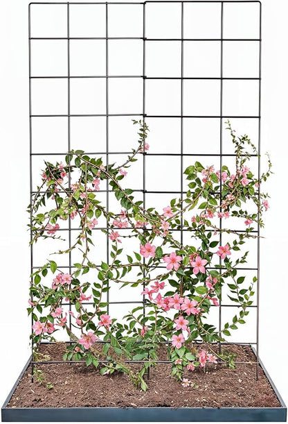 IDZO 2-Panel Folding Trellis, Basic Metal Decoration Trellis for Climbing Plants Outdoor, Tall Metal Plant Trellis with Steel Frame, Panel Trellis Garden Lattice for Vines & Vegetables