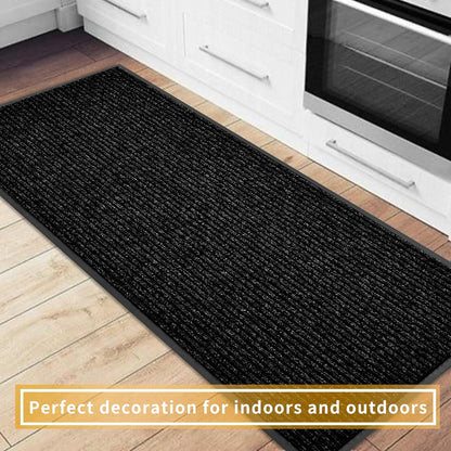 fani Heavy Duty Large Outdoor Indoor Entrance Black Doormat Waterproof Low Profile Entrance Rug Front Door Mat Patio Anti-Skid Rubber Back, 35x72 inch (Black)