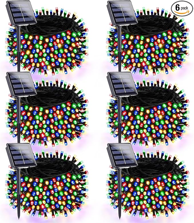 Solar Christmas Lights, Super Bright 270FT 480 LED Solar Lights String with 8 Lighting Modes, Outdoor Waterproof Green Wire Solar Mini Twinkle Light for Xmas Garden Decorations (Multi-Colored)