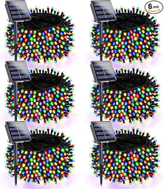 Solar Christmas Lights, Super Bright 270FT 480 LED Solar Lights String with 8 Lighting Modes, Outdoor Waterproof Green Wire Solar Mini Twinkle Light for Xmas Garden Decorations (Multi-Colored)