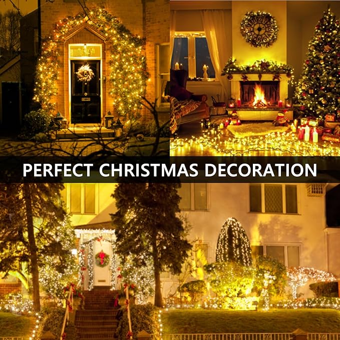 75FT 1500 LED Cluster Christmas Lights, Christmas Tree Lights Outdoor Indoor with 8 Modes & Timer & Remote, Firecrackers String Lights Waterproof for Garland Party Xmas Decorations, Warm White