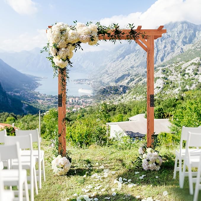 Giantex 7FT Wood Garden Arbor Trellis, Wedding Arch for Outdoor Patio Birthday Bridal Party Prom Decoration, Garden Trellis Pergola Arbor for Climbing Plant Rose Vines