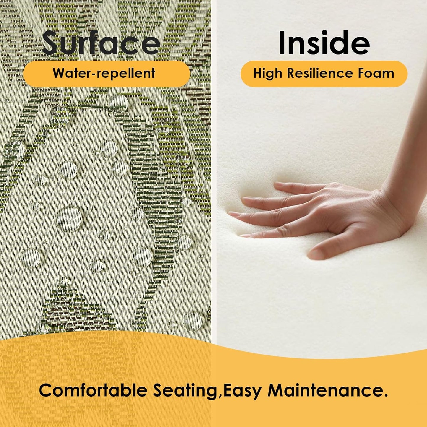 Outdoor Round Corner Seat Cushion, 17"x16"x2", Set of 4, Non Slip Seat Cushion Pads with Removable Cover for Patio Furniture, Garden Yard Lawn, Dark Green Vine