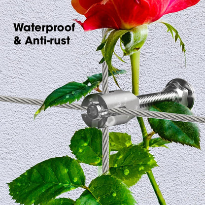 Stainless Steel Trellis Wire Kit for Climbing Plants - 20 Sets T316 Garden Wire Support System with 98Ft Cable, Outdoor Wall Mount Espalier Trellis Kit for Rose/Vine Training