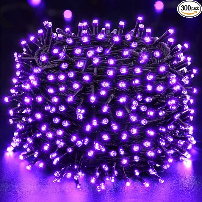 Techip Halloween Lights Purple String Lights Mini Lights Indoor Outdoor 300 LED Outdoor Party Decorations 108FT Waterproof Connectable Twinkle Fairy String Lights for Wedding Garden Tree