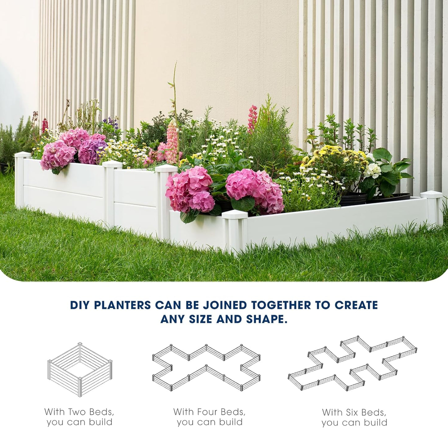 PASAMIC 8x4x1ft Vinyl Raised Garden Bed, Rust-Proof Raised Plant Box for Gardening, Durable Outdoor Planter Box with Open Bottom, DIY Above Ground Vinyl Garden Beds for Fruit, Vegetables, Herbs