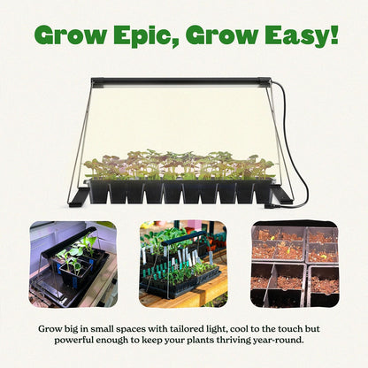 Epic Gardening Seed Starting Grow Light – Full-Spectrum LED with Adjustable Height for Indoor Seedlings | Energy-Efficient, Long-Lasting Light with Timer (Small)