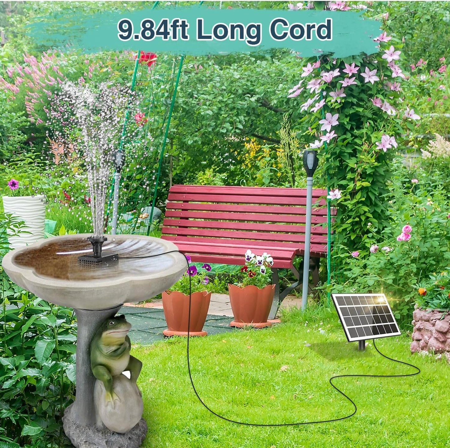 Solar Fountain Kit Glass-No Battery, DIY 3.5W Solar Fountain Pump Works in Shadow, Solar Water Pump for Bird Bath, Water Feature,Garden, Outdoor-8 Nozzles,9.8ft Power Cord