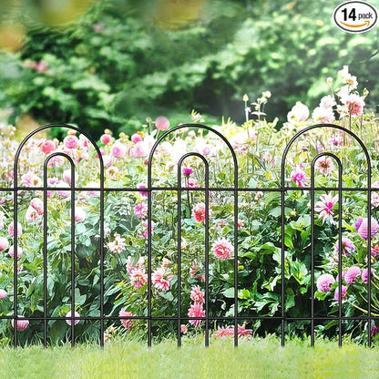 Garden Fence Border 32inX20ft Black Metal Wire Garden Fencing Panel Outdoor Folding Decorative Fences Flower Lawn Edging for Landscape Patio Yard