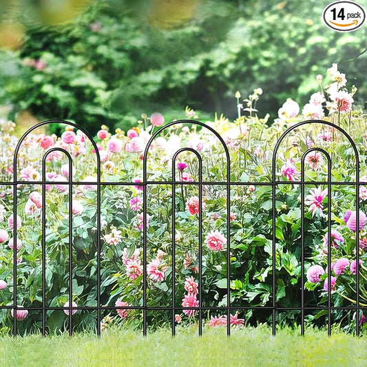 Garden Fence Border 32inX20ft Black Metal Wire Garden Fencing Panel Outdoor Folding Decorative Fences Flower Lawn Edging for Landscape Patio Yard