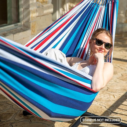SUNCREAT Hammocks for Outside, Portable Heavy Duty Tree Hammock, Ocean Stripes