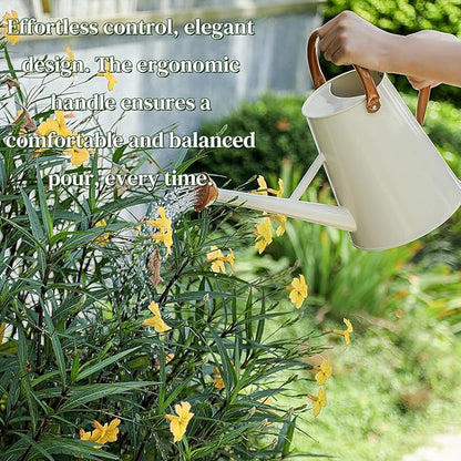 Metal Watering Can with Removable Spout, 1.5 Gallon Large Watering Cans for Plants, Galvanized Steel Gardening Water Can for Indoor & Outdoor Use, Watering Pot with Ergonomic Movable Handle(White)
