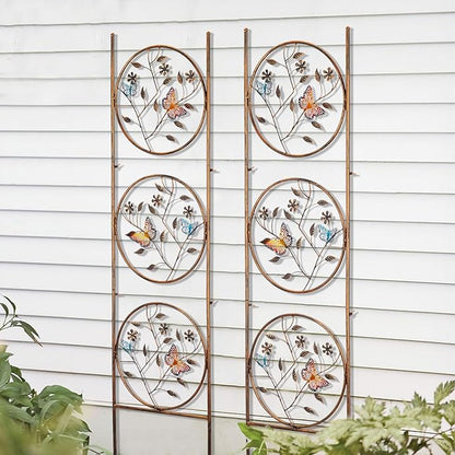 SUNNYPARK Set of 2 Butterfly Metal Garden Trellis for Climbing Plants, Decorative Vegetables Flowers Vine Trellis for Outdoor Patio 55'' H x 12.4'' W