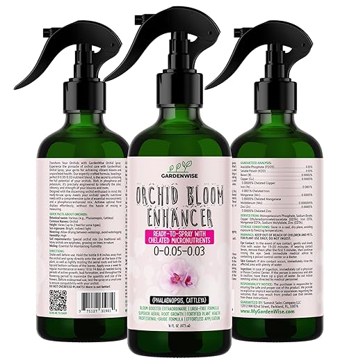 Orchid Food Bloom Booster Fertilizer - Bloom Orchids Fertilizer – Phosphorus and Potassium Formula 0-0.05-0.03 - Ready-to-Use Spray with Chelated Micronutrients (8 OZ)