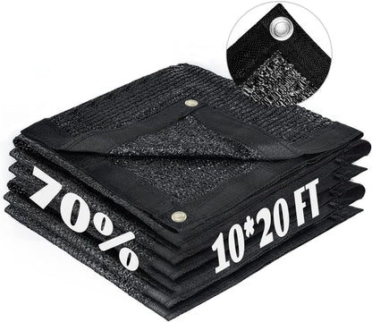 LOVE STORY 10x20FT 70% Black Shade Cloth Sun Shade Net with Grommets Sunblock Net Mesh Tarp for Garden,Plants Cover,Greenhouse and Patio