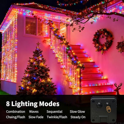 [4 Pack] Solar String Lights Multicolored, 480 LED 157FT Solar Twinkle Light Outdoor with 8 Modes & Memory Function, Waterproof Chrismas Lights for Xmas Tree Party Decorations