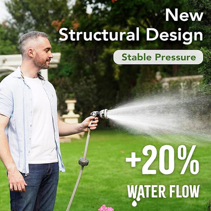 5/8" x 100 ft Heavy Duty Retractable Garden Hose Reel by HOZEREEL, Outdoor Garden Hose Reels - Self Retract Wall Mount Hose Reel Automatic Storage, 10 Pattern Nozzle, Grey