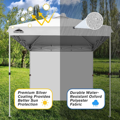 EAGLE PEAK Pop Up Canopy Tent with 1 Sidewall, Easy Setup Event Tent, Outdoor Sun Shade, Wheeled Carry Bag, Stakes and Guy Ropes, Instant Canopy 8x8, White
