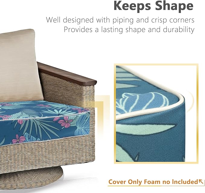 Porch Shield Patio Chair Seat Cushion Covers 4 Pack, Waterproof Cushion Slip Covers Outdoor, Replacement Covers Only, 19 x 19 x 4 Inch