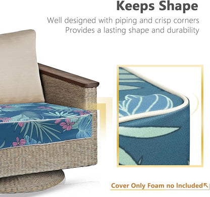 Porch Shield Patio Chair Seat Cushion Covers 4 Pack, Waterproof Cushion Slip Covers Outdoor, Replacement Covers Only, 19 x 19 x 4 Inch