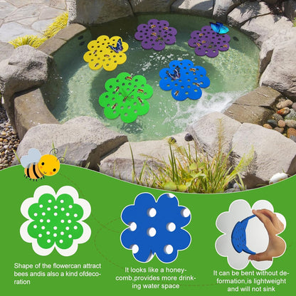 12 Pack High Waterproof Durable - 6.3-Inch Bee Watering Station Floating Bee Islands for Bee/Butterfly Feeding & Bathing – Outdoor Garden Decoration (Multiple Colors)