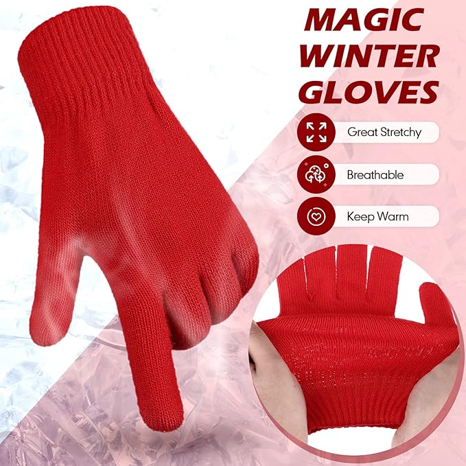 SATINIOR Magic Winter Gloves Unisex Gloves Knit Stretchy Mitten Full Fingers Warm Mitten for Men Women Sports