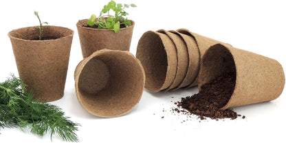 Daniel's Plants 4" Naked Pots | Large Natural Plantable Seed Starter Pots | OMRI-Listed Biodegradable for Seedlings | Enhanced Aeration | Earth Friendly - Peat Free | 30 Pack 4 Inch Round