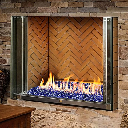 Skyflame 10-Pound Fire Glass Diamonds for Fire Pit Fireplace Landscaping, 1/2 Inch Reflective Glass Fire-Diamonds, Cobalt Blue