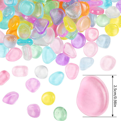 OSOPOLA 150 PCS Glow in The Dark Rocks - Mix Color Luminous Stones Fish Tank Accessories DIY Decor Pebbles for Fairy Garden Yard FD05MX150B