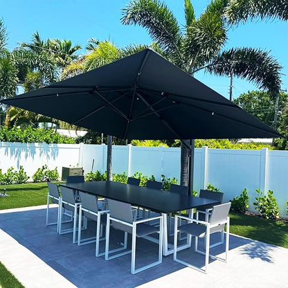 PURPLE LEAF 13 FT Square Patio Umbrella Large Cantilever Outdoor Aluminum Offset Umbrella with 360-degree Rotation for Garden Deck Backyard Pool Grey