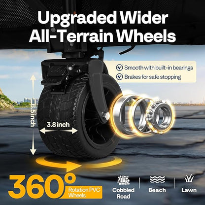 VIVOHOME 500L Large Capacity Double Decker Collapsible Wagon 500lbs Heavy Duty Utility Folding Cart with Big Wheels 53" Extended for Camping, Sports