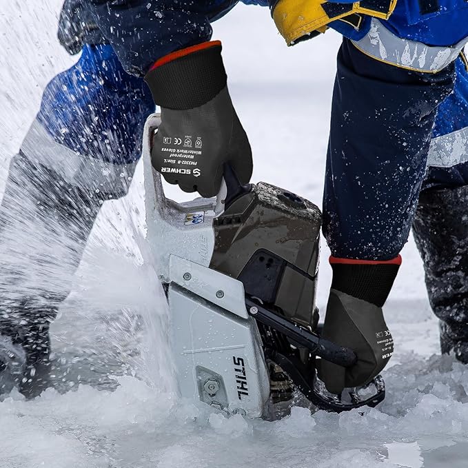 Schwer Waterproof Winter Work Gloves, ANSI A2 Cut Resistant Freezer Gloves for Outdoor Cold Weather Keep Hands Warm, Thermal Insulated Gloves for Shoveling Snow, Ice Fishing, Super Grip, XL